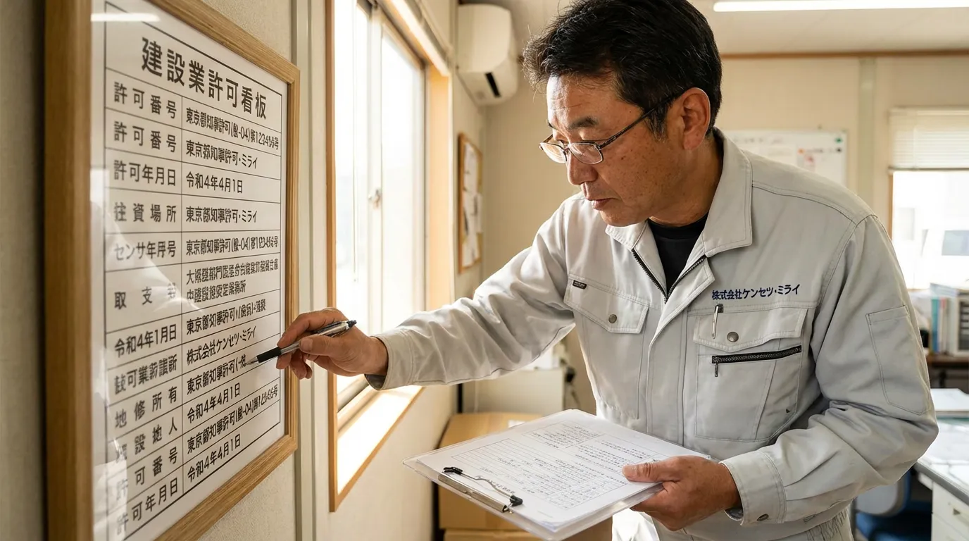 建設業許可標識の必須記載事項と記入例