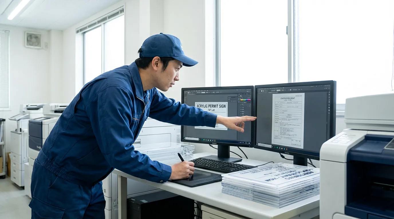 建設業 許可 看板 アクリル - データ入稿から製作・納品までの流れ
