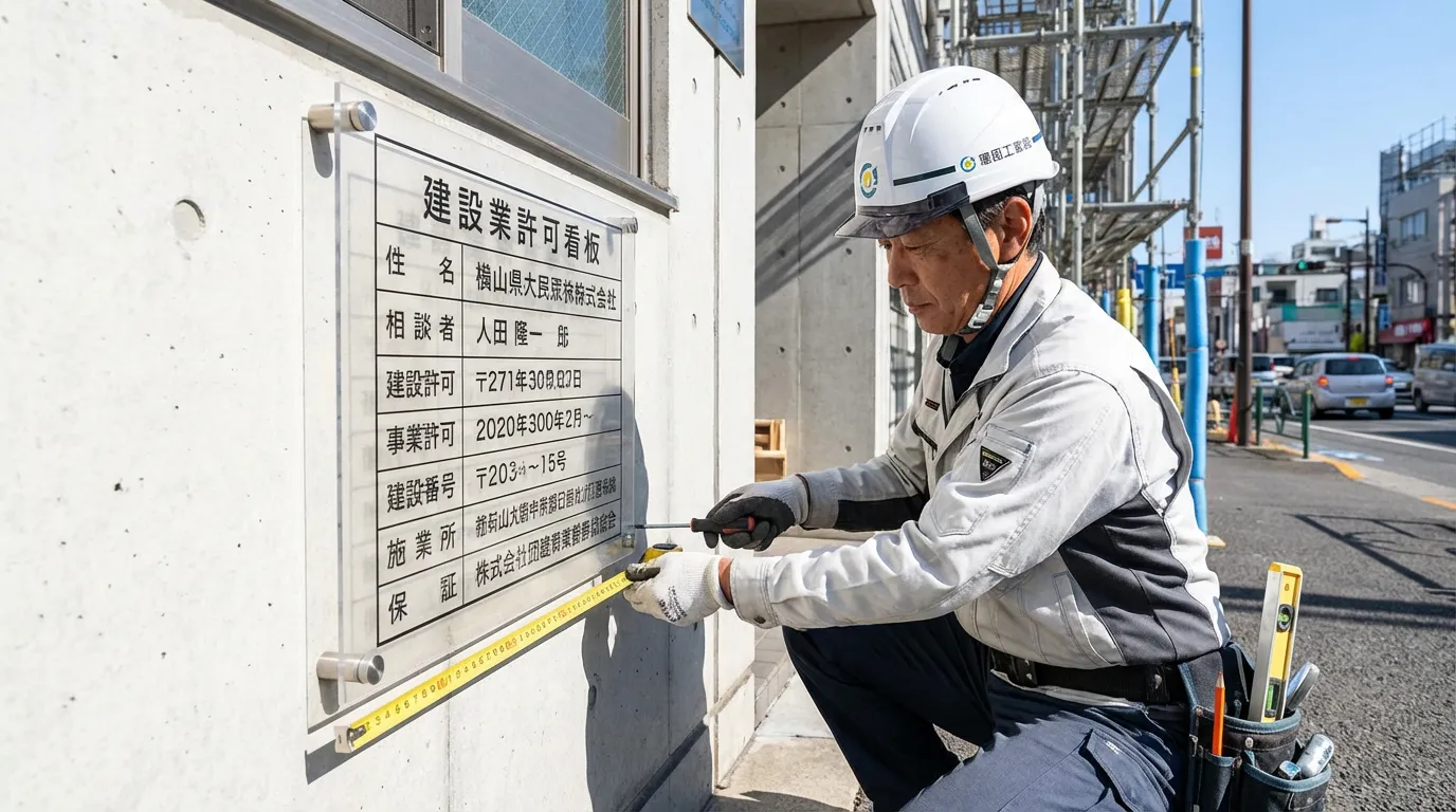 建設業 許可 看板 アクリル - 取付方法と掲示位置ルール・メンテナンスの実務
