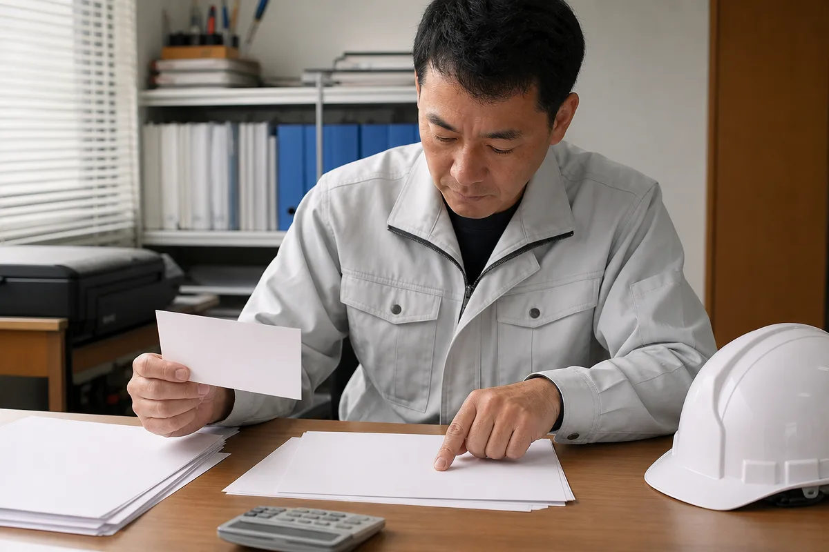 CCUS インボイス対応で払込受領証と登録料書類を確認する一人親方
